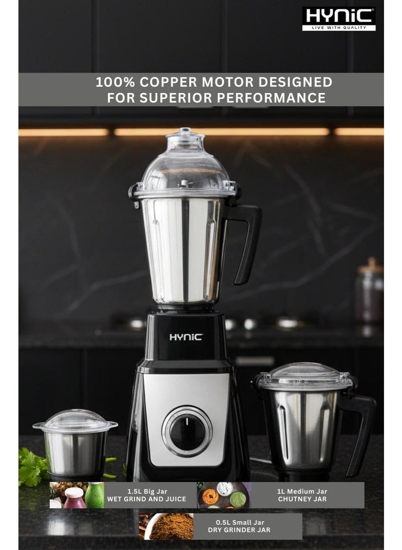 Hynic Mixer Grinder Pyramid 3-in-1 | 750W Powerful Motor | 3 Stainless Steel Jars - Image 3
